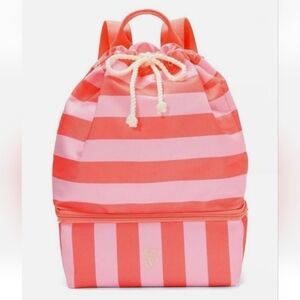 Victoria's Secret Pink & Coral Striped  Beach Bag Backpack Cooler New